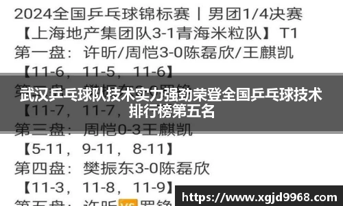 武汉乒乓球队技术实力强劲荣登全国乒乓球技术排行榜第五名